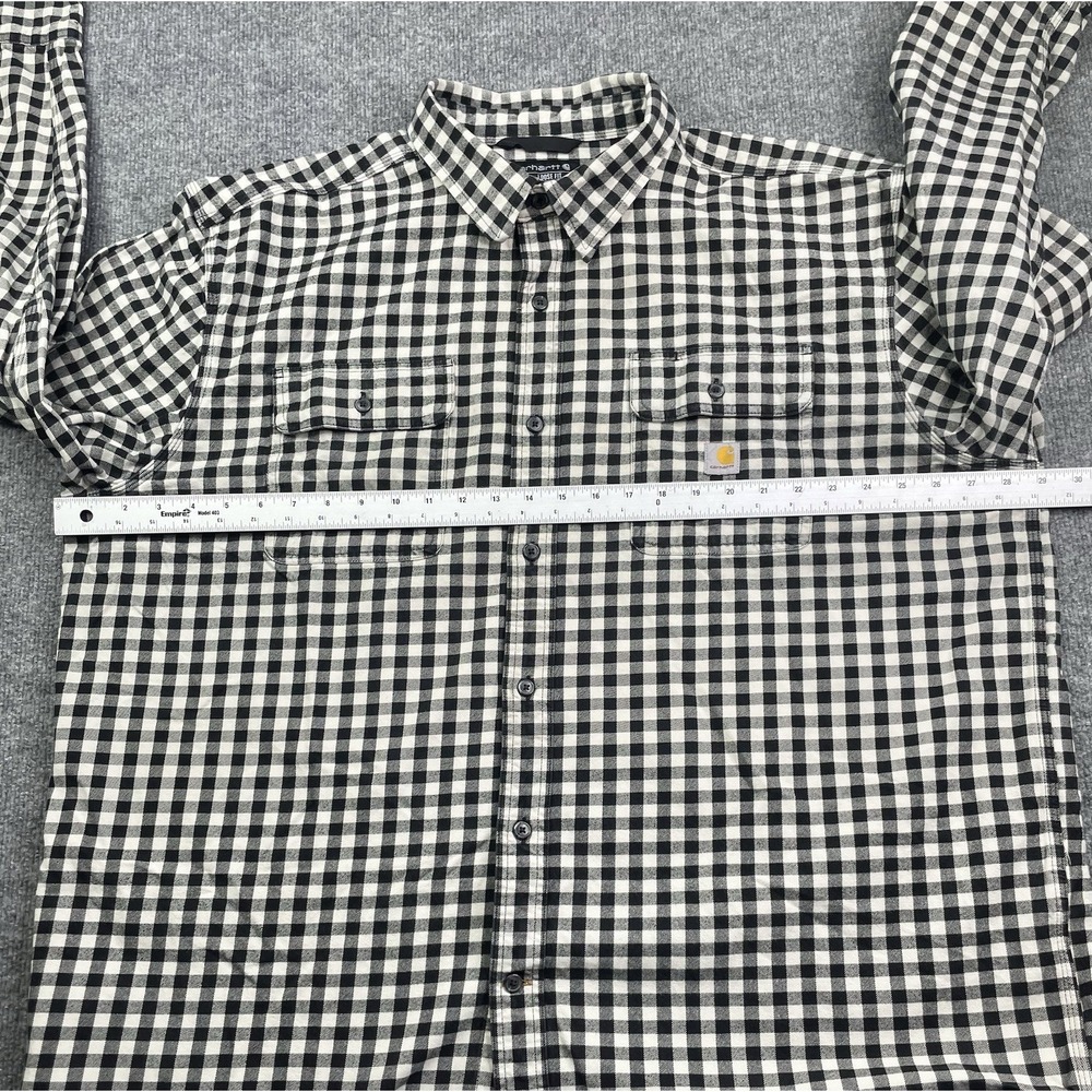 Carhartt‎ Button Down Shirt Mens 2XL Black White Gingham Loose Fit TW4451-M - Picture 6 of 7